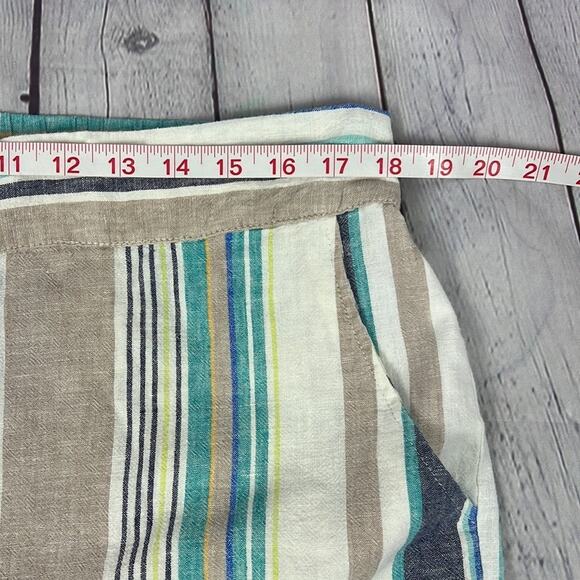 Hope & Harlow Wide Leg Cropped Linen Blend Pants Vertical Stripes SZ14 Lagenlook - Picture 4 of 10
